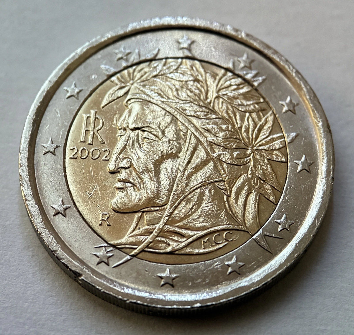 2 Euro 2002 | Italien | Dante Alighieri | Bi-Metall Münze | schön