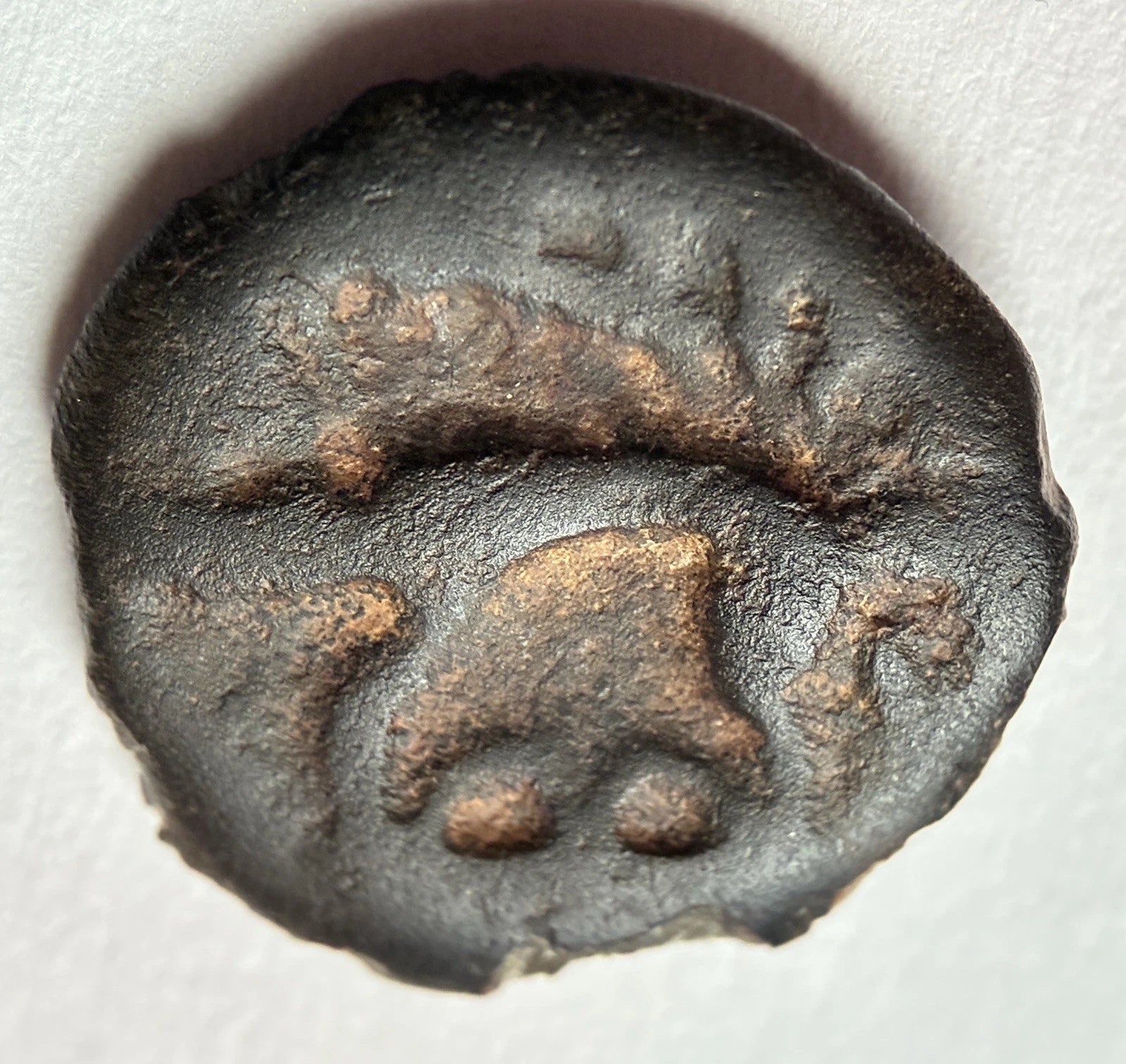 Kelten Gallien Leuci Potin - Obol 150-50 vor Chr. – Antike Bronzemünze / Sehr gut erhalten