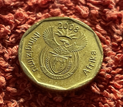 10 Cent 2008 | Südafrika | Calla-Blume & Wappen | Verbronzter Stahl Münze