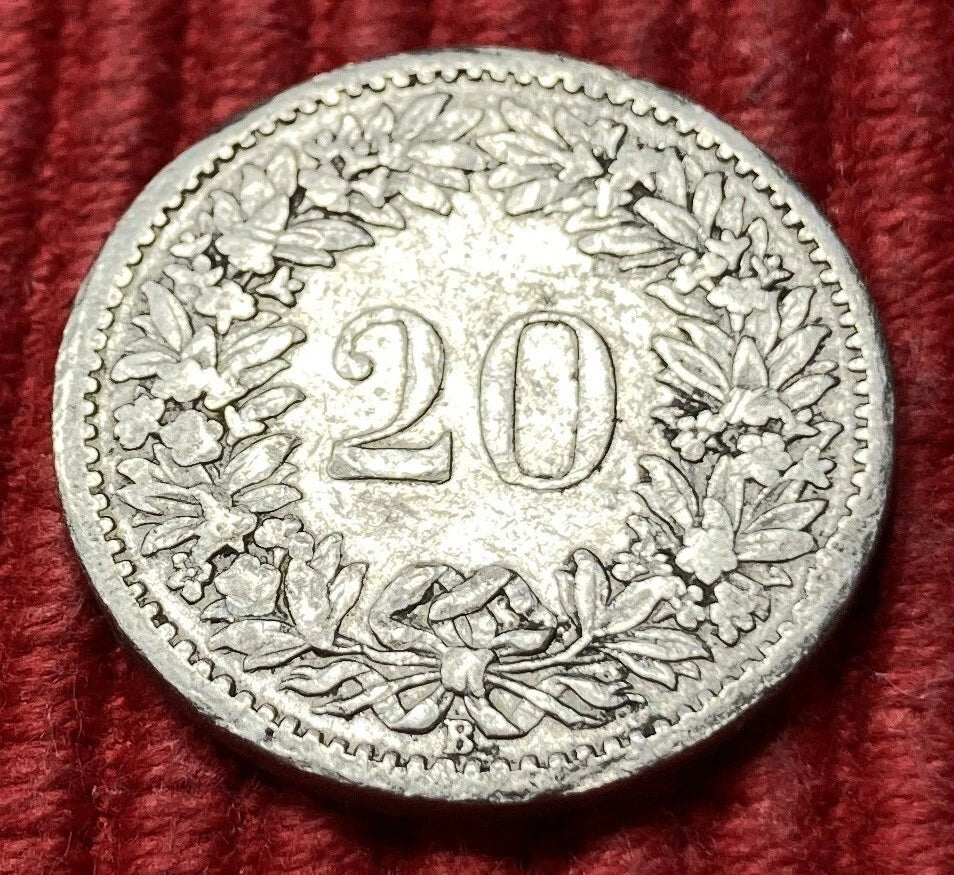 20 Rappen 1893 B | Schweiz | CONFOEDERATIO HELVETICA | Nickel | Historische Münze