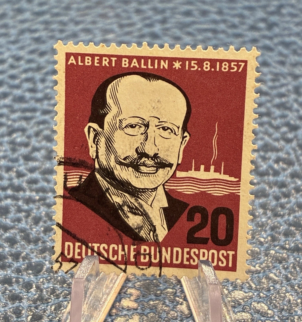 Deutsche Bundespost 1957 | 20 Pfennig | Albert Ballin & HAPAG-Dampfer | gestempelt | Briefmarke