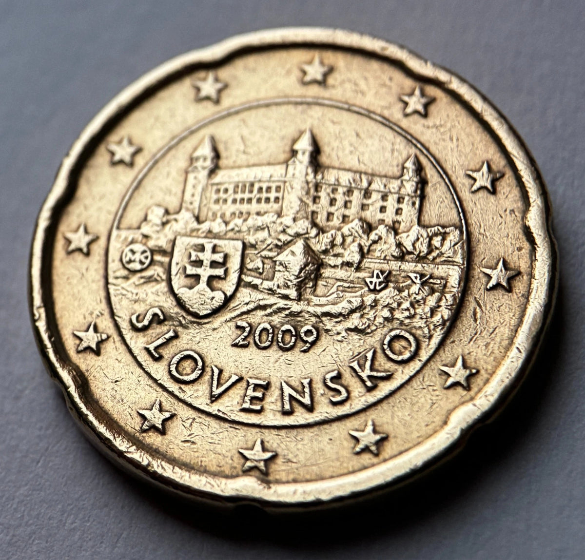 20 Cent 2009 | Slowakei | Burg Bratislava | SLOVENSKO | Münze aus Nordischem Gold | schön