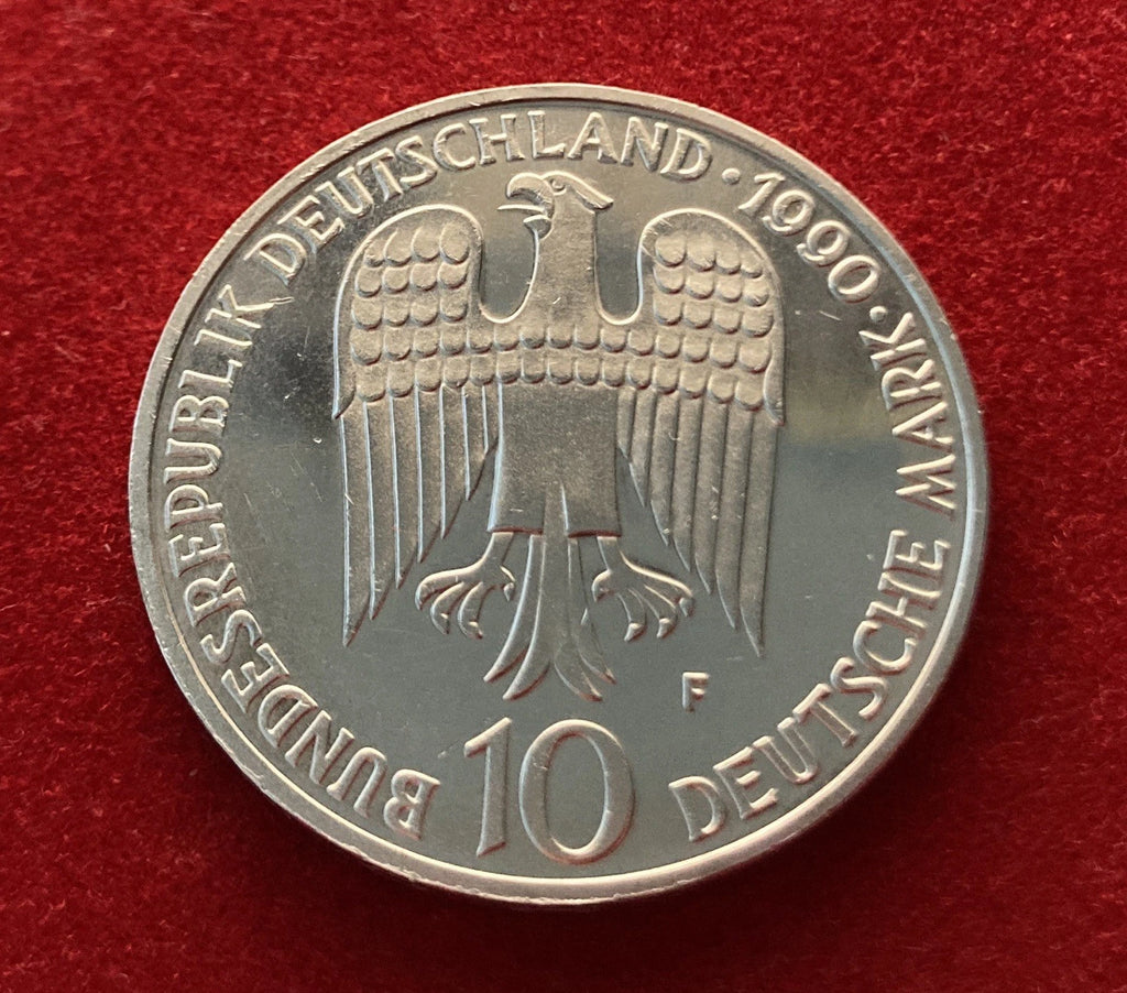 10 Deutsche Mark 1990 F | Bundesrepublik Deutschland | Kaiser Friedrich I. Barbarossa | 625er Silbermünze | vorzüglich