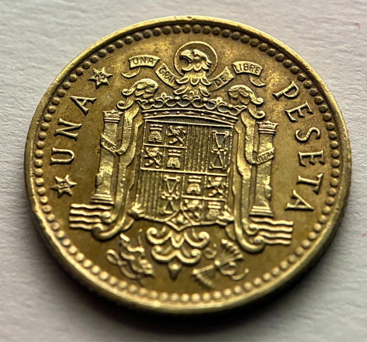 Una Peseta 1966*75 | Spanien | General Francisco Franco | Aluminiumbronze | Historische Münze | schön