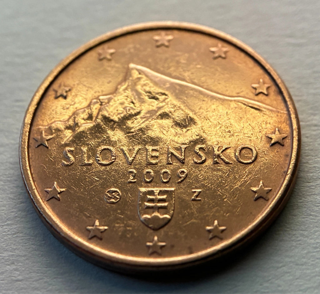 5 Cent 2009 | Slowakei | Berg Kriváň | Verkupferter Stahl Münze | schön