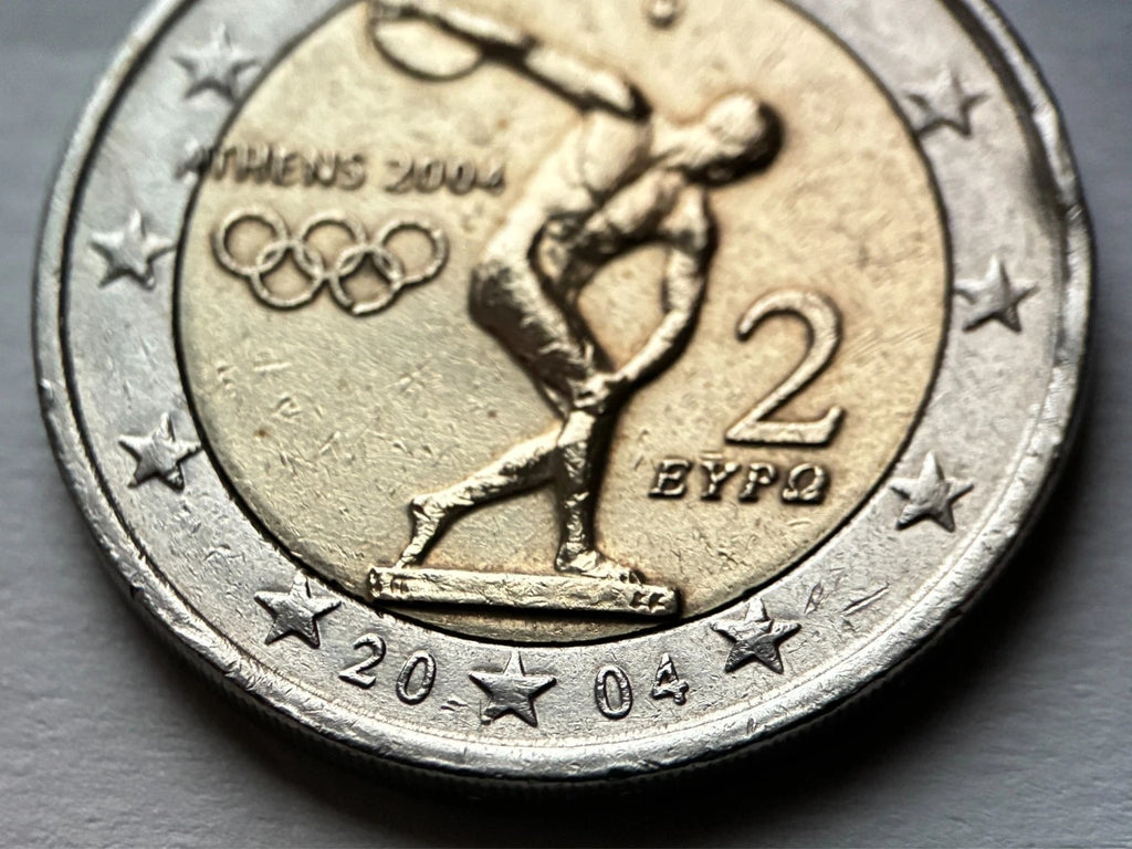 2 Euro 2004 | Griechenland | Olympische Sommerspiele Athen | Bi-Metall Gedenkmünze | schön