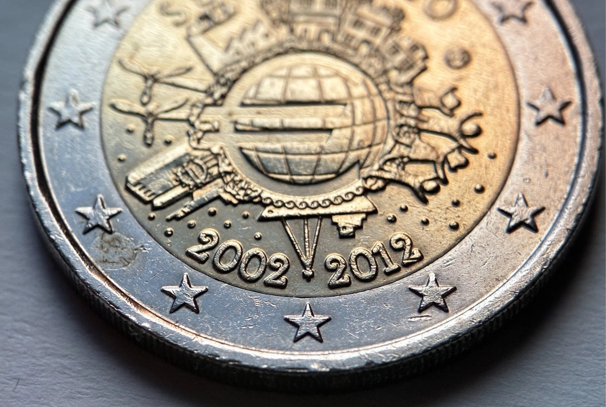 2 Euro 2012 | Slowakei | 10 Jahre Euro-Bargeld | Bi-Metall Gedenkmünze | schön