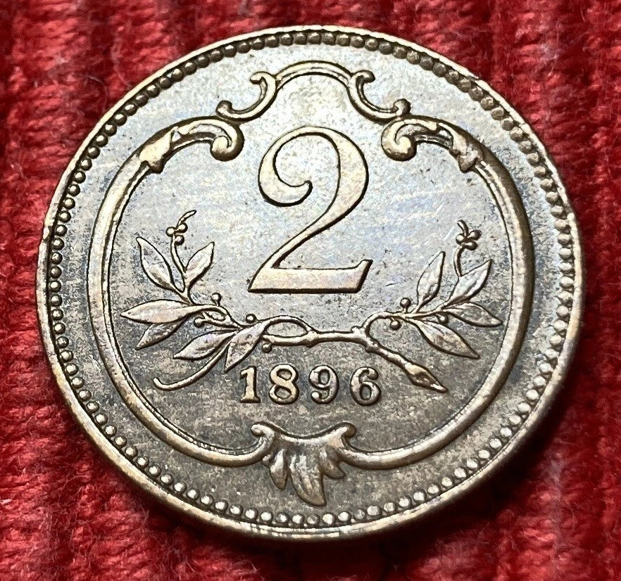 2 Heller 1896 | Österreich | Habsburgischer Doppeladler | Bronze | Kursmünze | schön