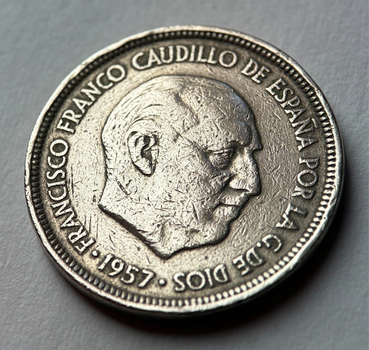 5 Peseten 1957 *60 | Spanien | Francisco Franco | Kupfer-Nickel Münze | schön