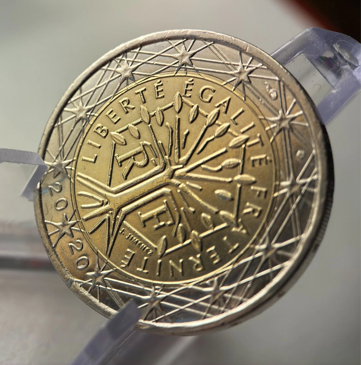 2 Euro 2020 | Frankreich | Baum der Freiheit | Arbre de la Liberté | Bi-Metall Gedenkmünze | dezentriert / Fehlprägung | schön