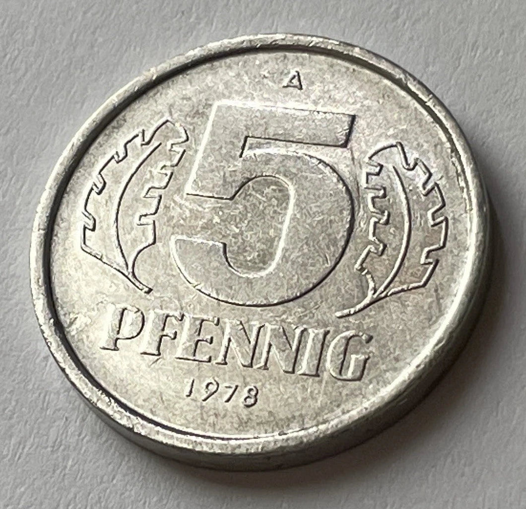 5 Pfennig 1978 A | Deutsche Demokratische Republik (DDR) | Münze aus Aluminium | Sehr schön
