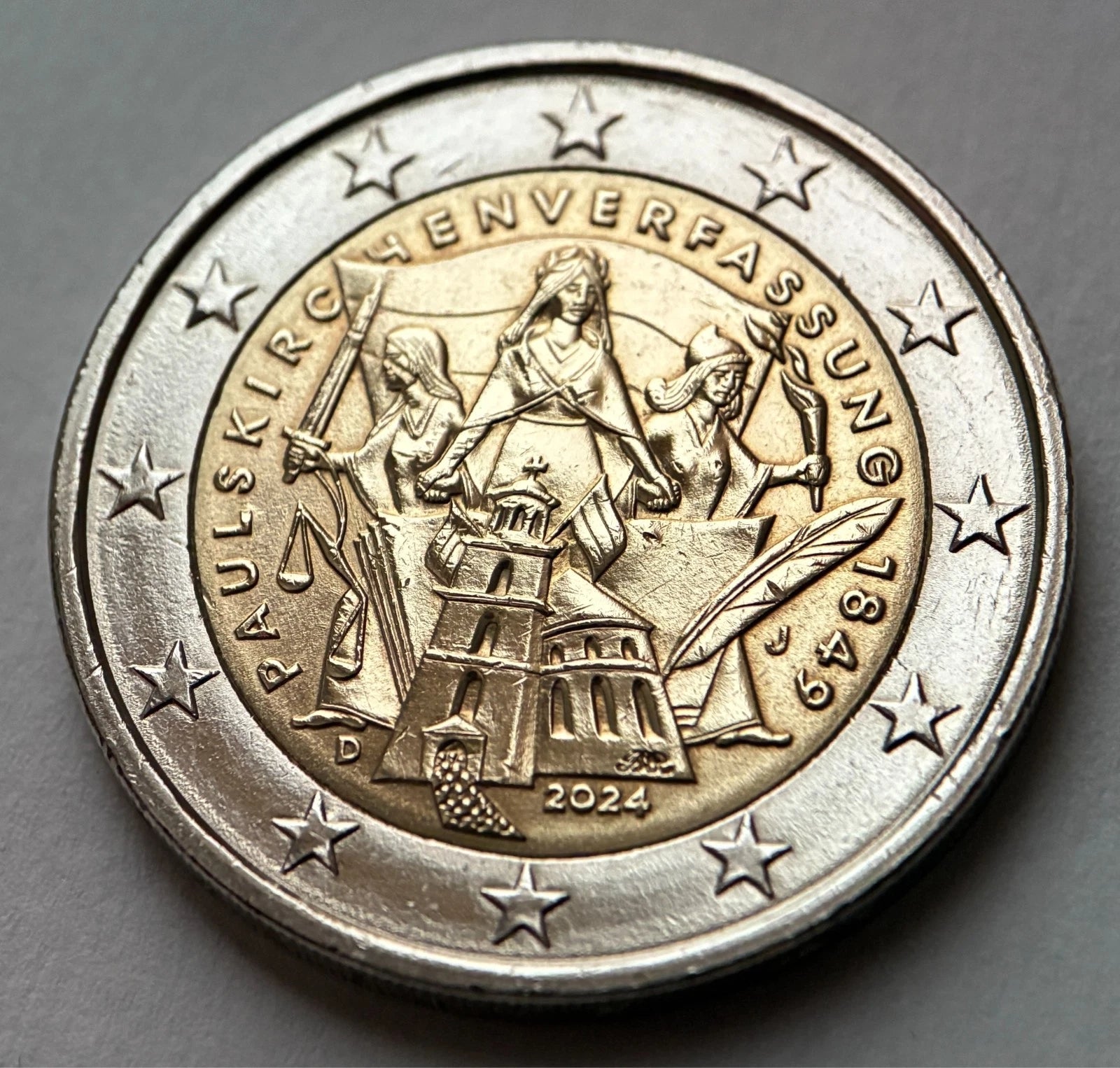 2 Euro 2024 J | Deutschland | 175 Jahre Paulskirchenverfassung | Bi-Metall Münze