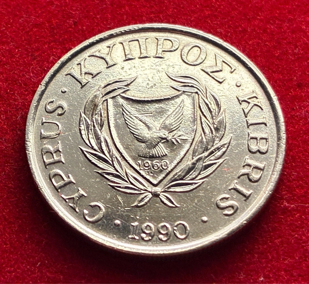 10 Cents 1990 | Zypern | Vase, florale Elemente & Vögel | Nickel-Messing Münze