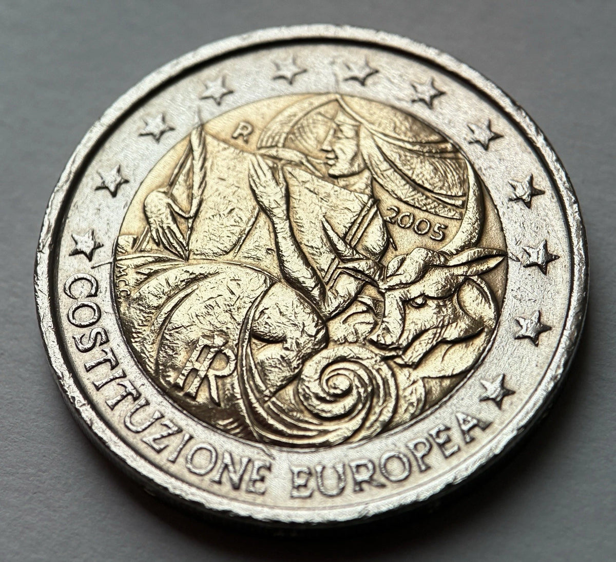 2 Euro 2005 | Italien | EU-Verfassung | Costituzione Europea | Bi-Metall Gedenkmünze | schön