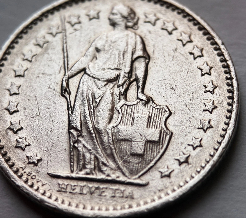 1/2 Franken 1979 | Schweiz | Helvetia mit Speer & Schild | Kupfer-Nickel-Münze