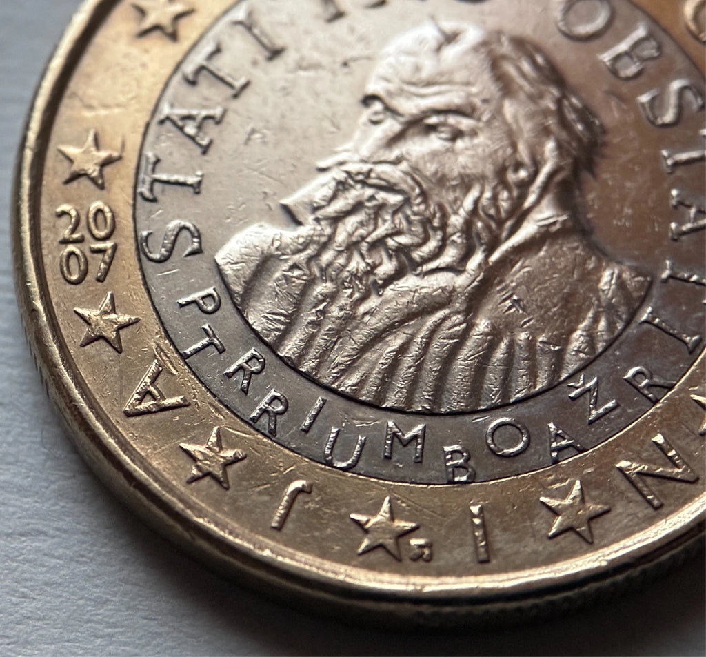 1 Euro 2007 | Slowenien | Primož Trubar | Stati inu obstati | Bi-Metall Münze