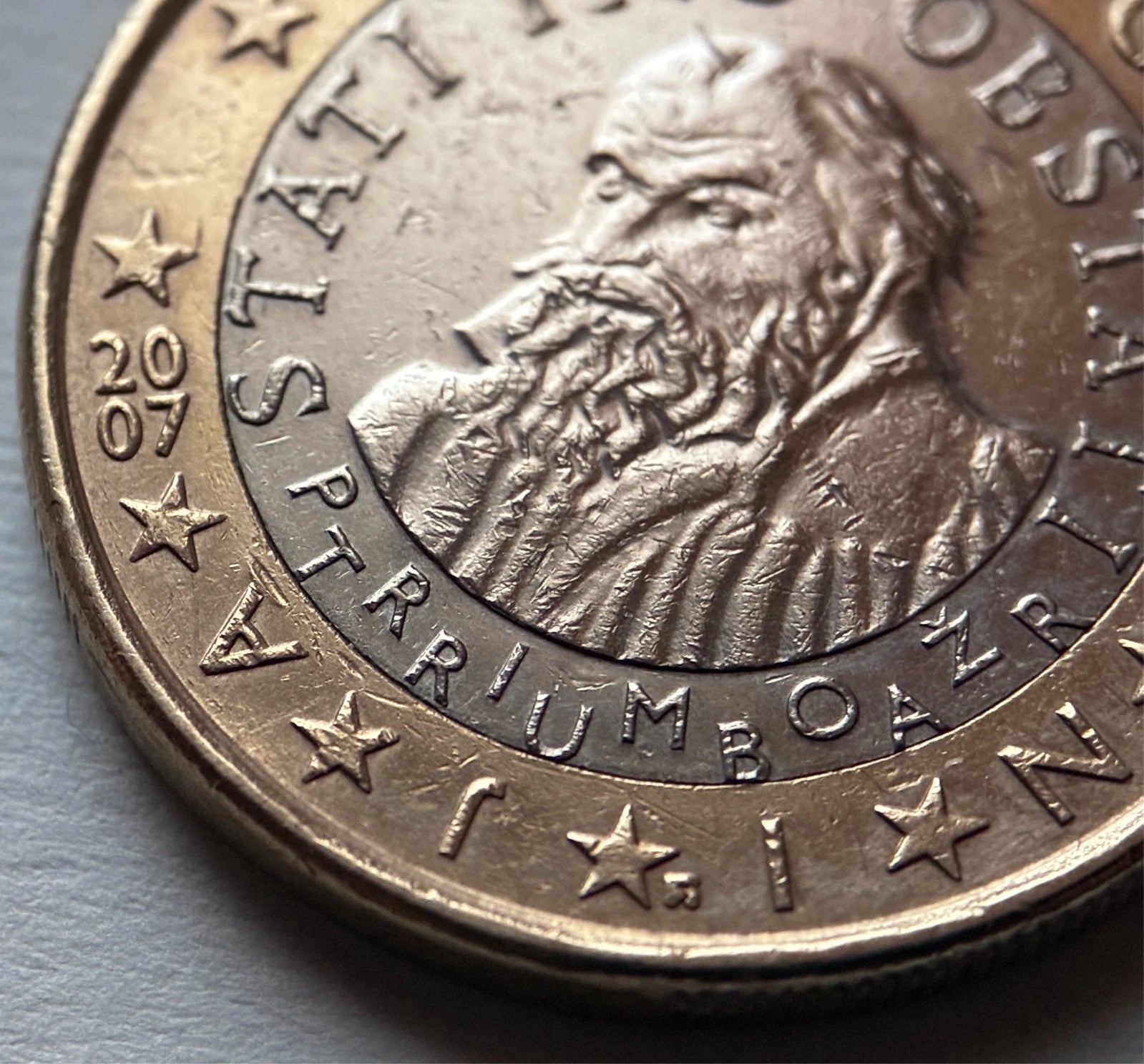 1 Euro 2007 | Slowenien | Primož Trubar | Stati inu obstati | Bi-Metall Münze