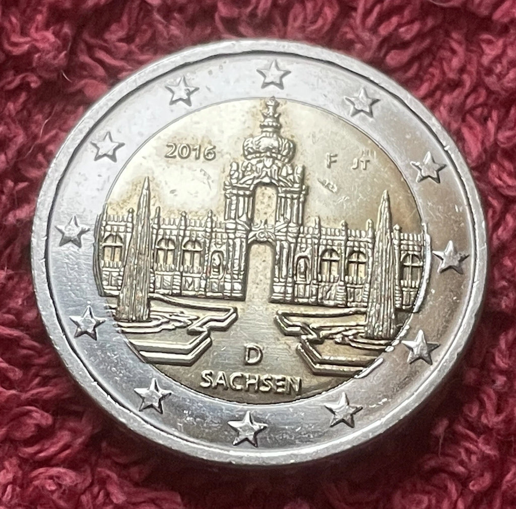 2 Euro 2016 F | Deutschland | Dresdner Zwinger, Sachsen | Bi-Metall Gedenkmünze | schön