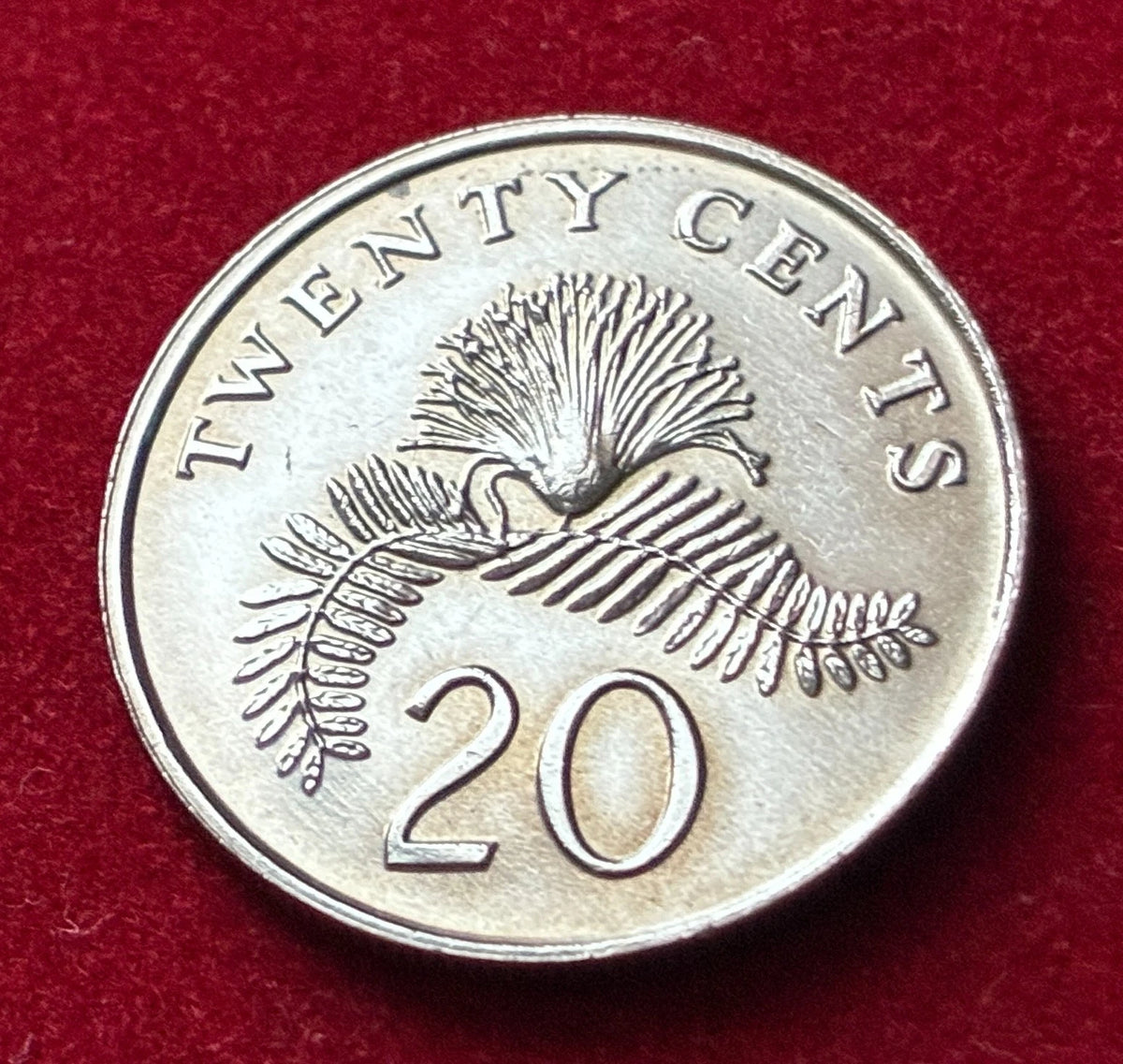 20 Cent 1991 | Singapur | Puderquastenpflanze | Kupfer-Nickel-Legierung Münze | schön