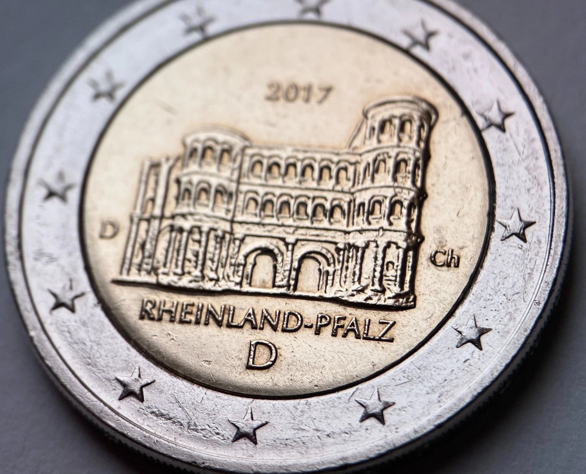 2 Euro 2017 D | Deutschland | Porta Nigra, Trier, Rheinland-Pfalz | Bundesländer-Serie | Bi-Metall Münze | schön