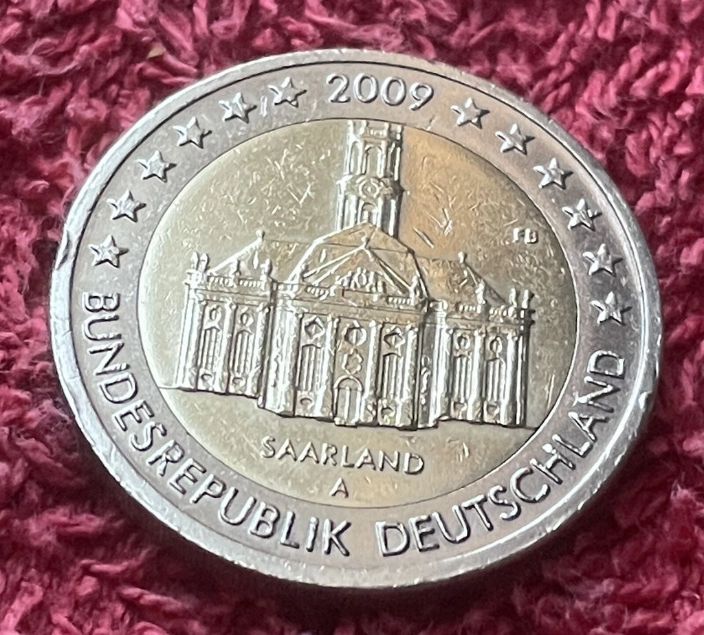 2 Euro 2009 A | Deutschland | Ludwigskirche in Saarbrücken, Saarland | Bi-Metall Gedenkmünze | schön