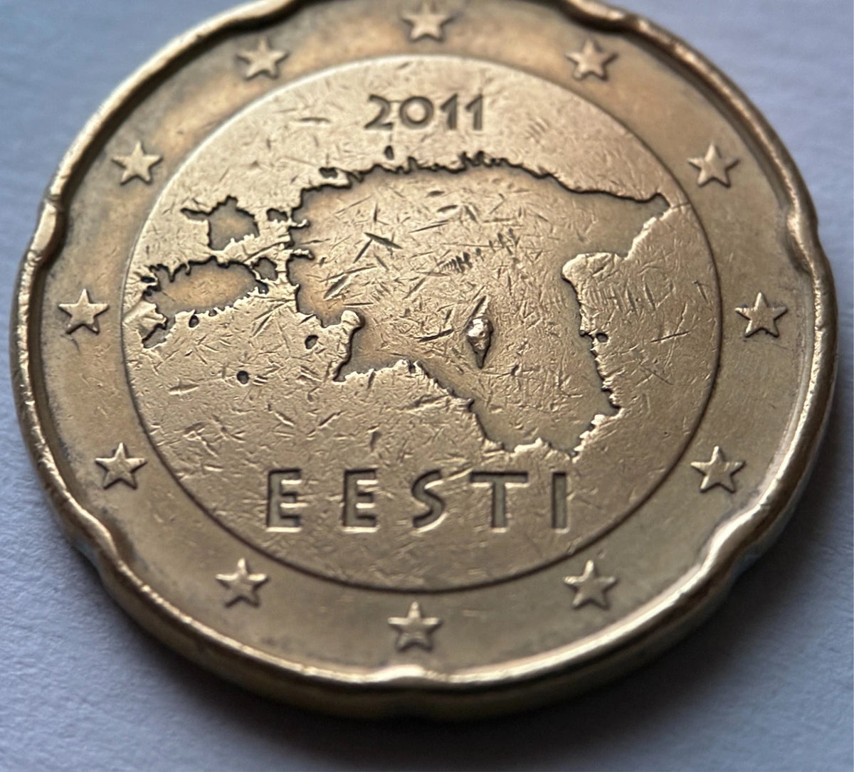 20 Cent 2011 | Estland | Landkarte EESTI | Nordisches Gold Münze | schön