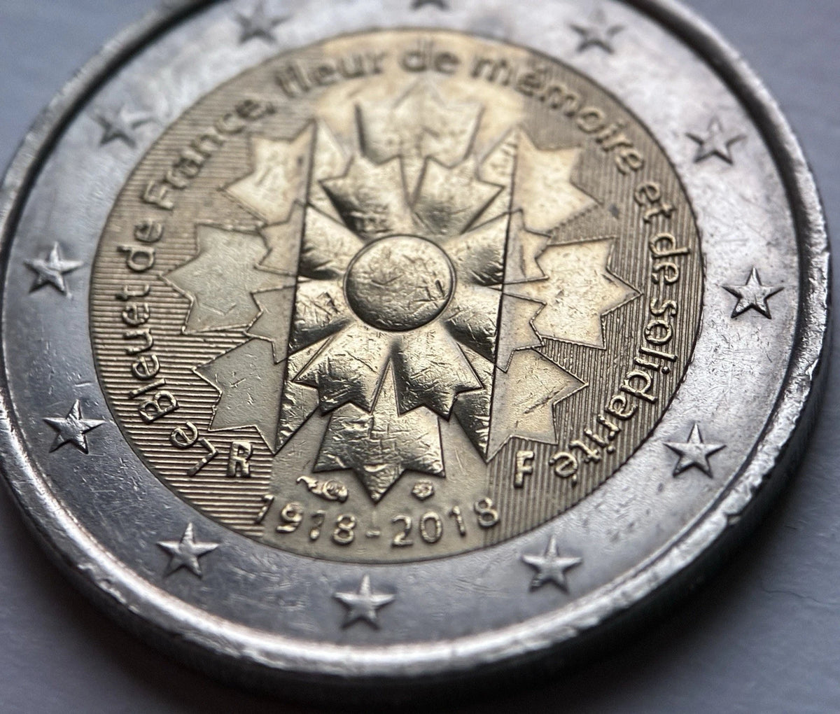 2 Euros France 2018 Le Bleuet de France 100 ans fin 1ère Guerre Mondiale