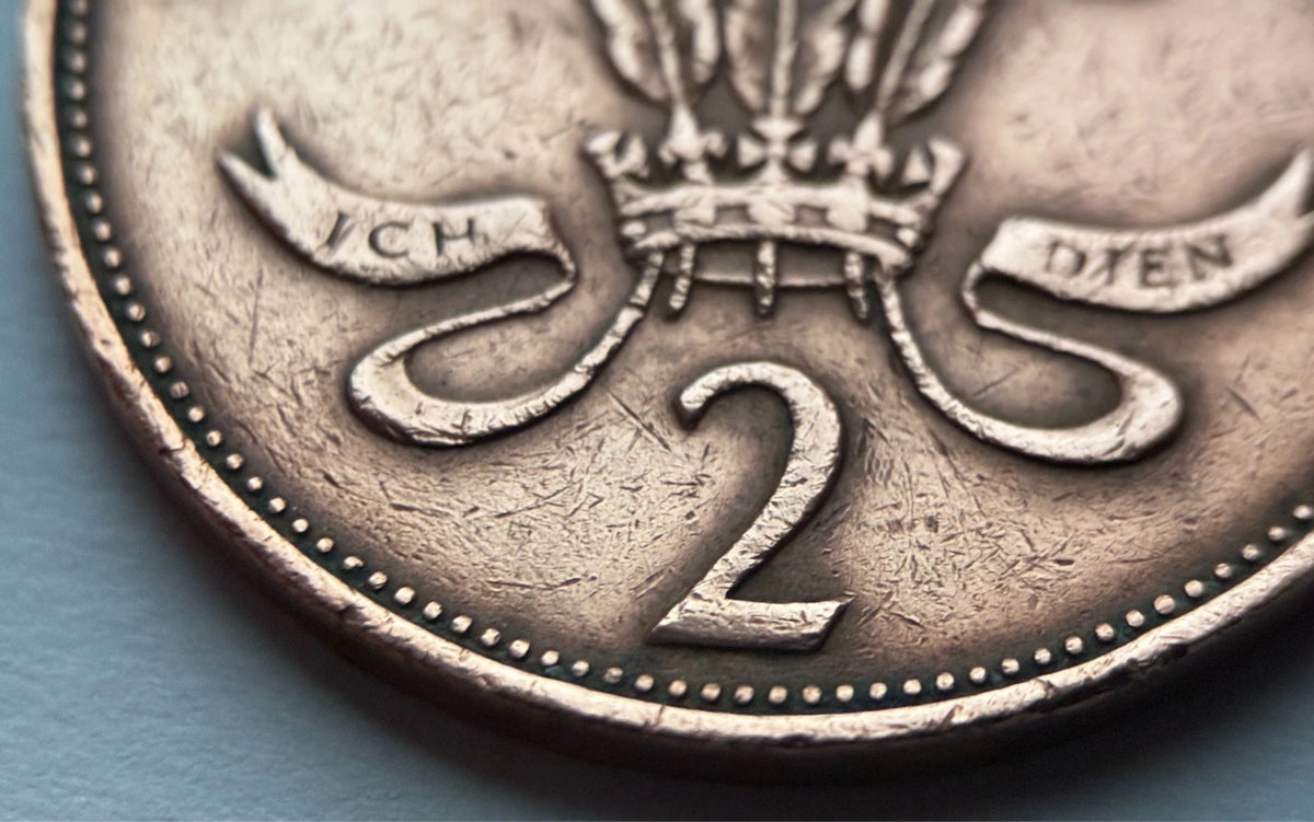 2 New Pence 1971 | Großbritannien | Königin Elizabeth II. & Federbusch | Münze aus Bronze | schön