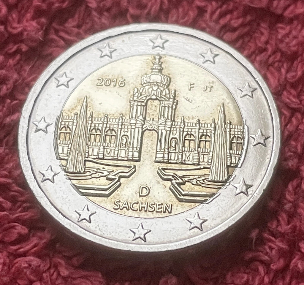 2 Euro 2016 F | Deutschland | Dresdner Zwinger, Sachsen | Bi-Metall Gedenkmünze | schön