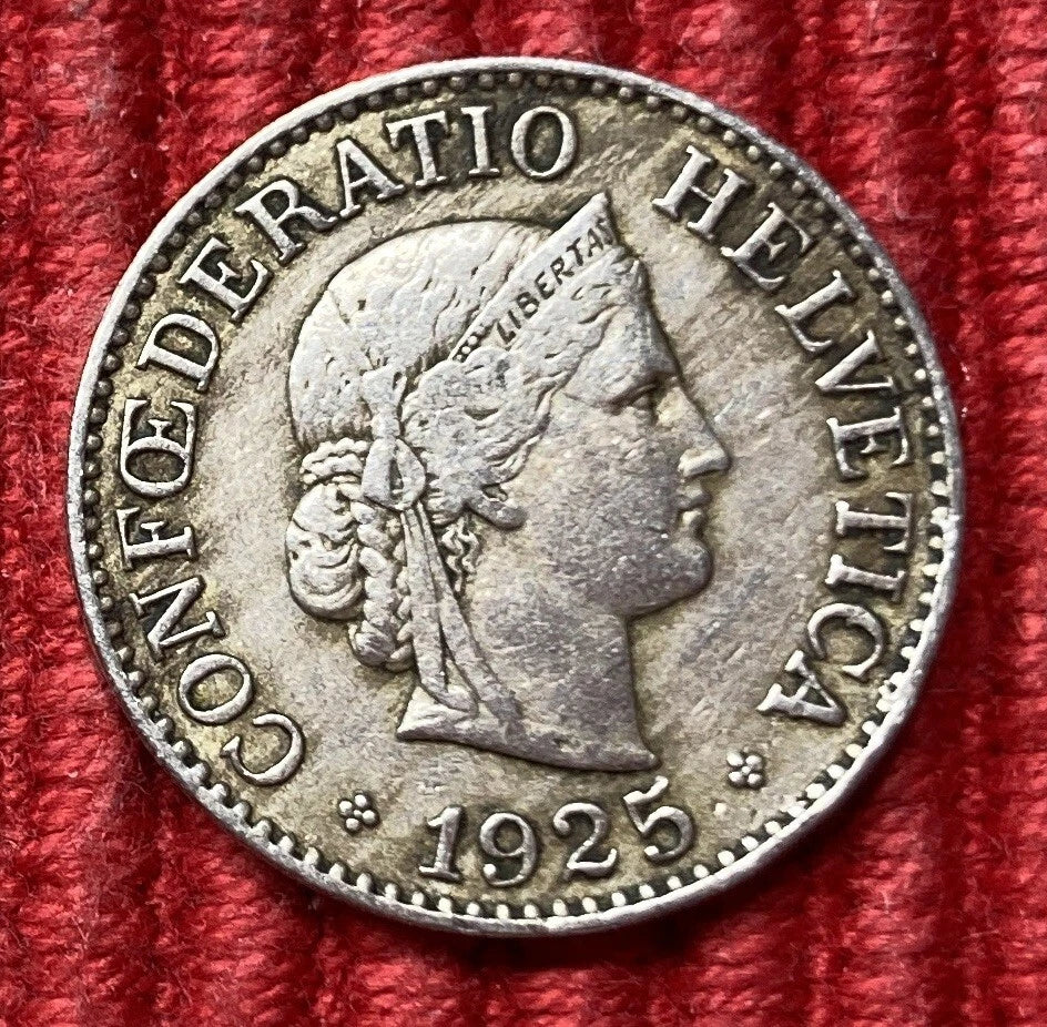 10 Rappen 1925 B | Schweiz | Libertas | Kupfer-Nickel-Legierung | Kursmünze | schön
