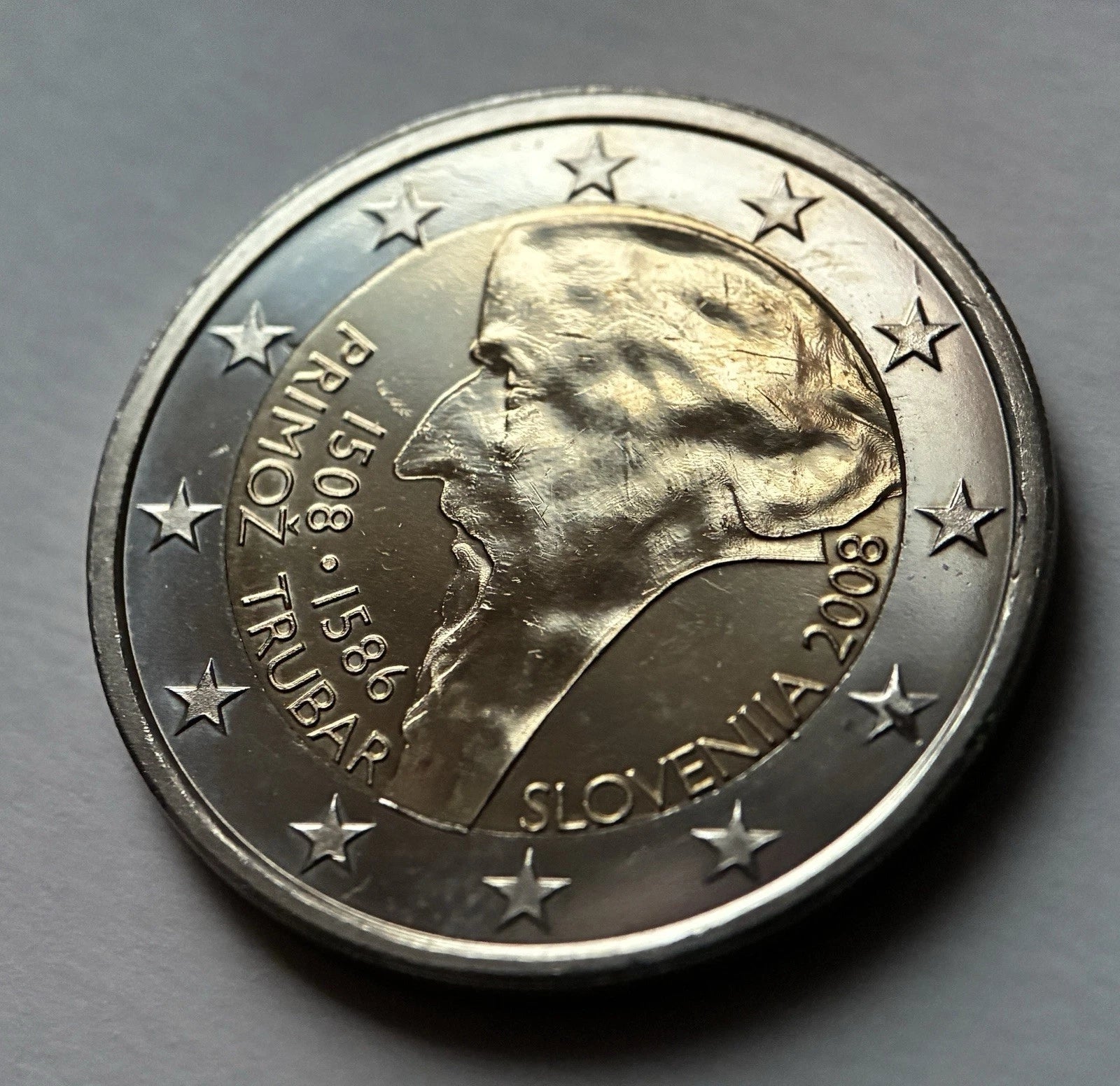 2 Euro 2008 | Slowenien | 500. Geburtstag Primož Trubar | Bi-Metall Münze