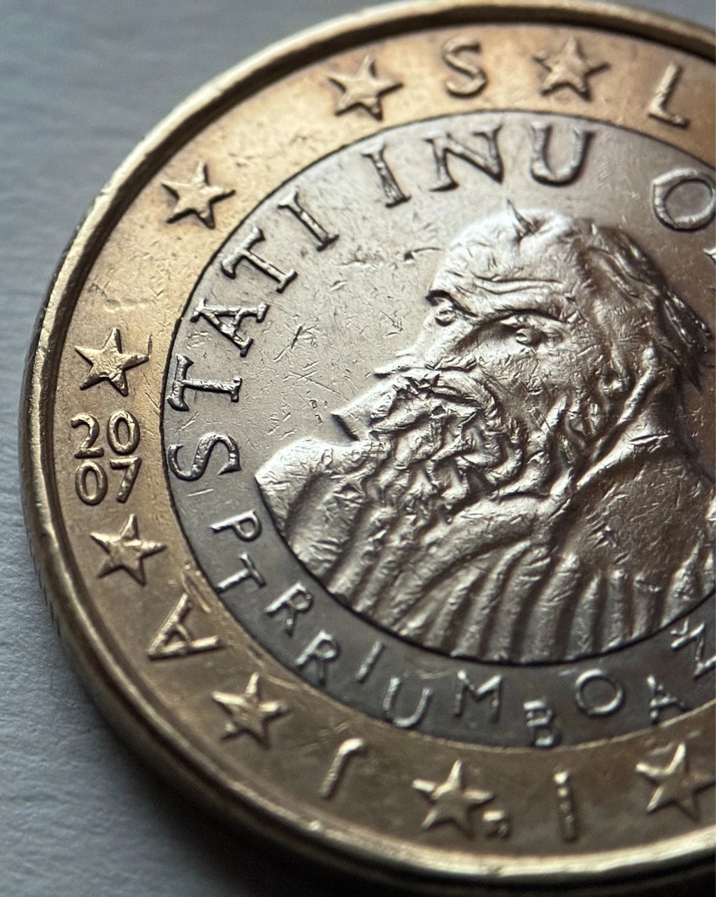 1 Euro 2007 | Slowenien | Primož Trubar | Stati inu obstati | Bi-Metall Münze