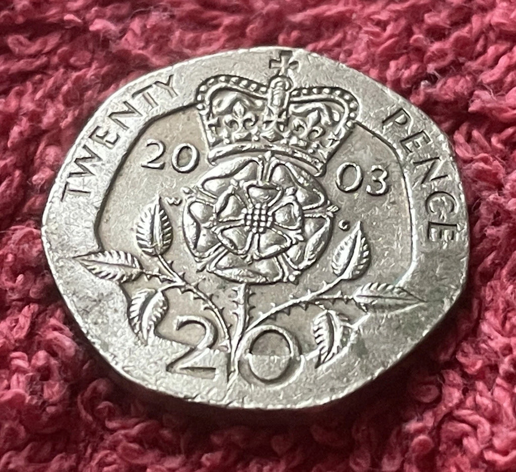 20 Pence 2003 | Großbritannien | Elizabeth II. | Tudor-Rose | Kupfer-Nickel Münze | schön