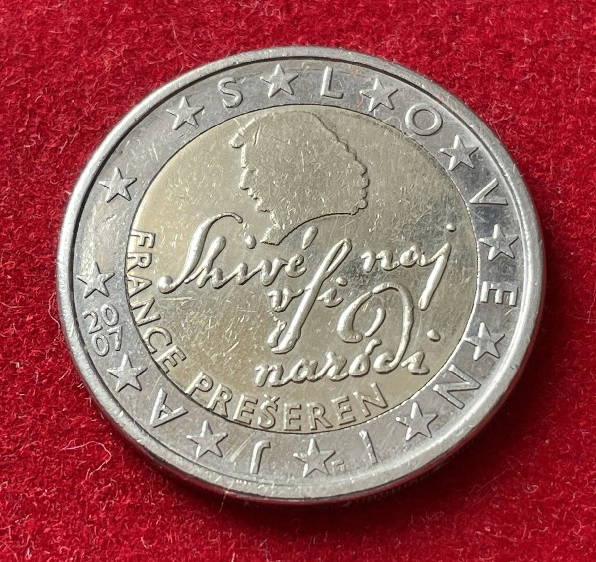 2 Euro Gedenkmünze 2007 – Slowenien – France Prešeren – Sehr Schön