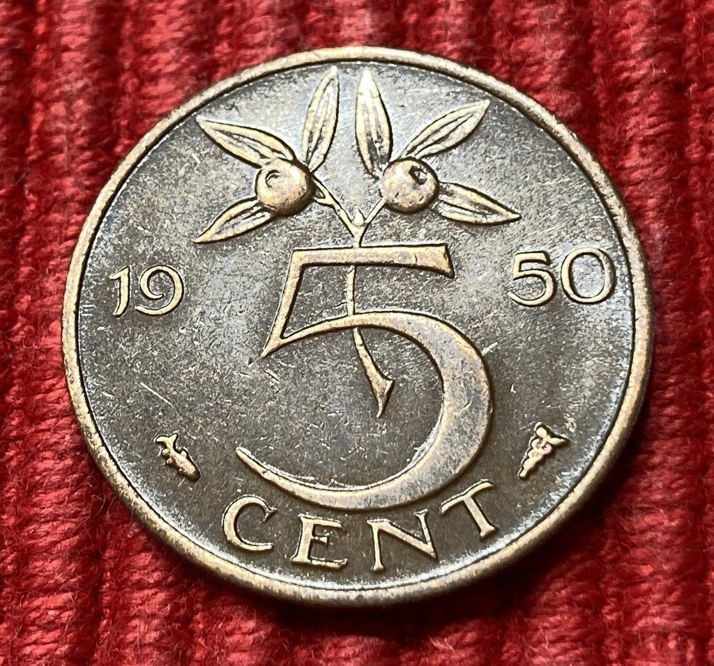 5 Cent 1950 | Niederlande | Königin Juliana | Bronze Münze | sehr schön
