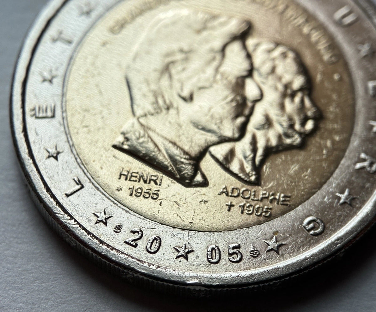 2 Euro 2005 | Luxemburg | Großherzöge Henri & Adolphe | Bi-Metall Gedenkmünze | schön