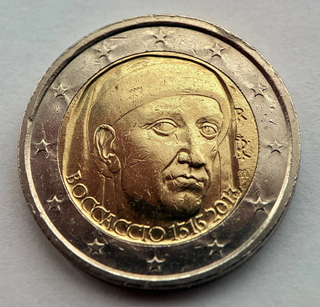 2 Euro 2013 | Italien | 700. Geburtstag von Giovanni Boccaccio | Bi-Metall Gedenkmünze | schön