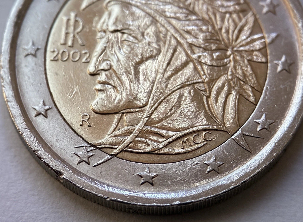 2 Euro 2002 | Italien | Dante Alighieri | Bi-Metall Münze | schön