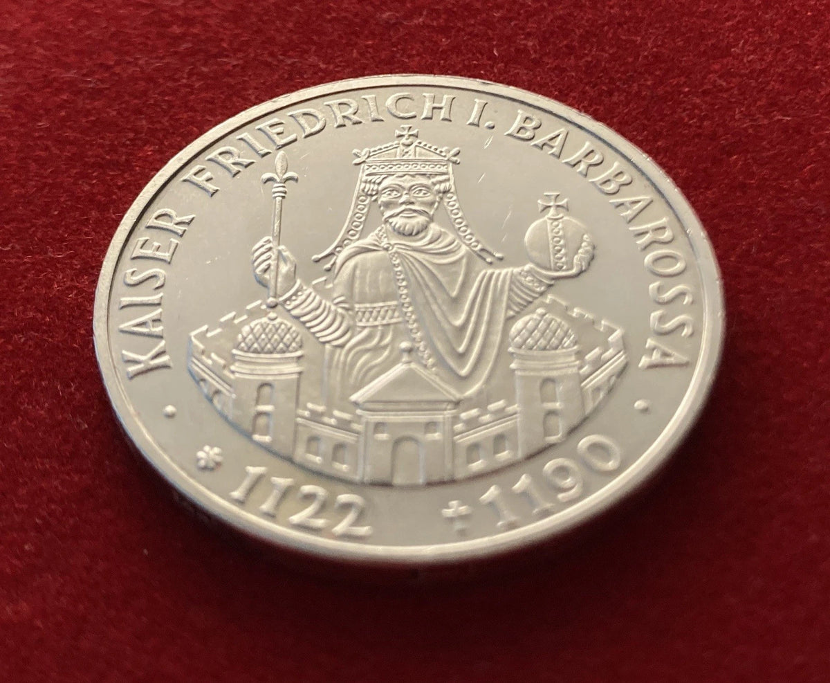 10 Deutsche Mark 1990 F | Bundesrepublik Deutschland | Kaiser Friedrich I. Barbarossa | 625er Silbermünze | vorzüglich
