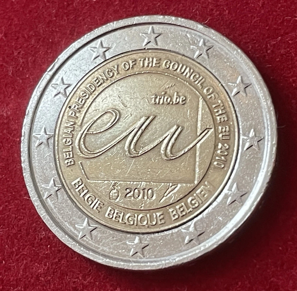 2 Euro 2010 | Belgien | Belgischer Vorsitz im Rat der EU | Bi-Metall Gedenkmünze | Sehr schön
