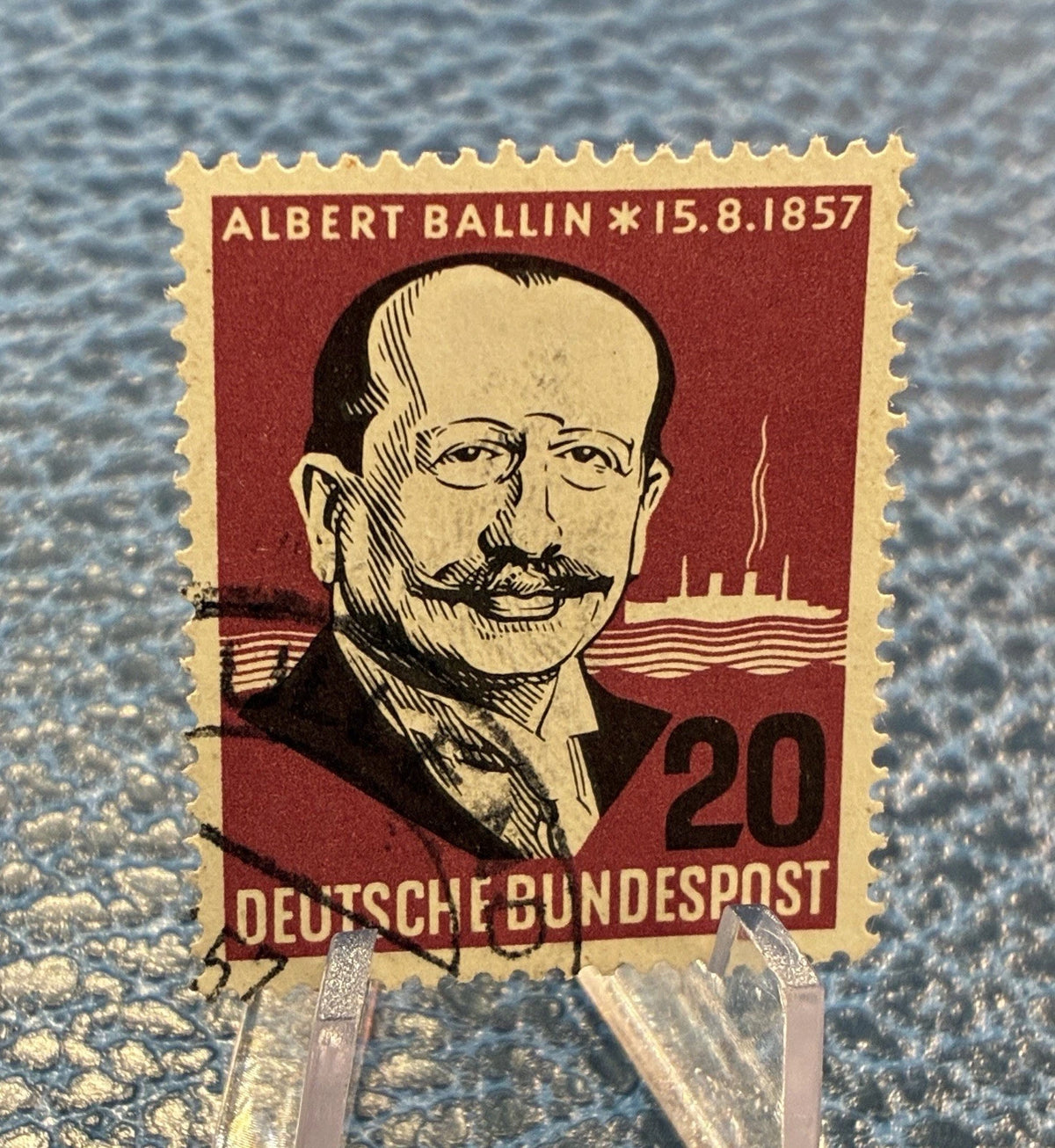 Deutsche Bundespost 1957 | 20 Pfennig | Albert Ballin & HAPAG-Dampfer | gestempelt | Briefmarke