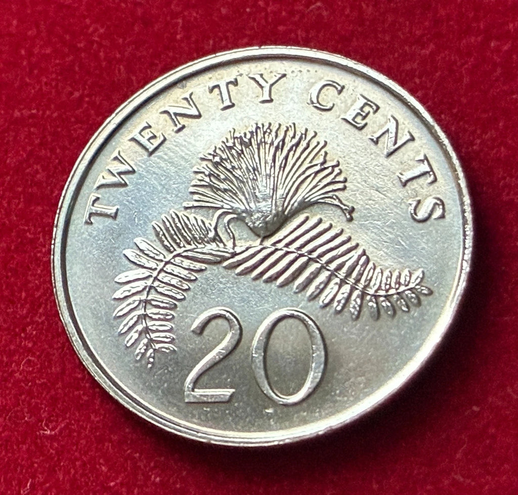 20 Cent 1991 | Singapur | Puderquastenpflanze | Kupfer-Nickel-Legierung Münze | schön