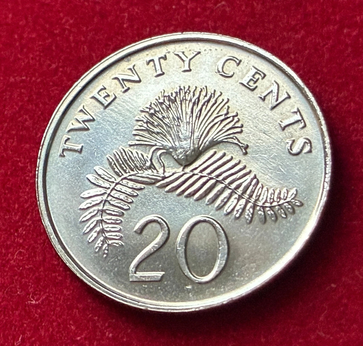 20 Cent 1991 | Singapur | Puderquastenpflanze | Kupfer-Nickel-Legierung Münze | schön