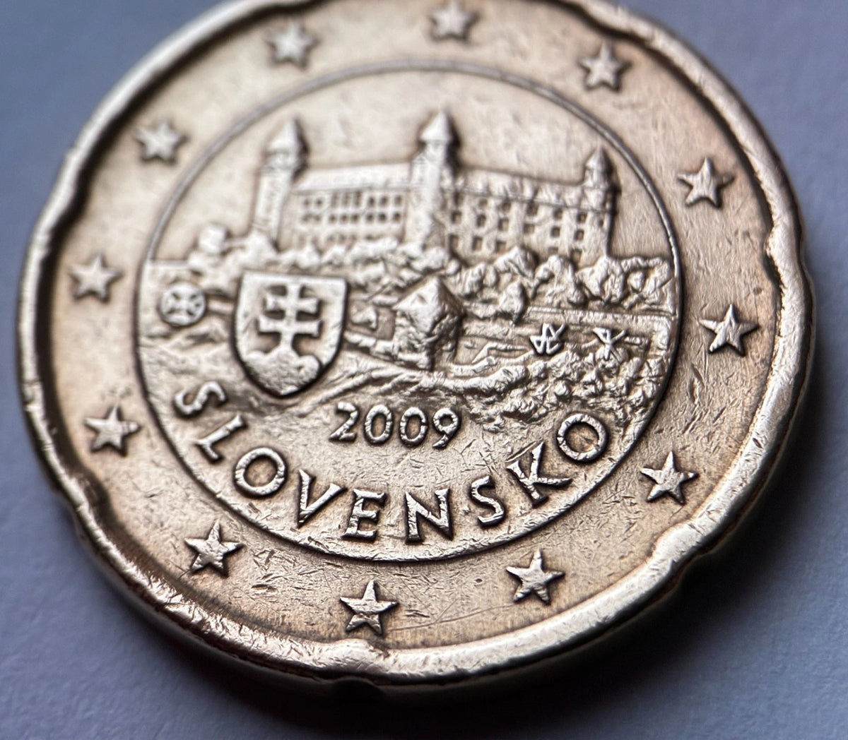 20 Cent 2009 | Slowakei | Burg Bratislava | SLOVENSKO | Münze aus Nordischem Gold | schön