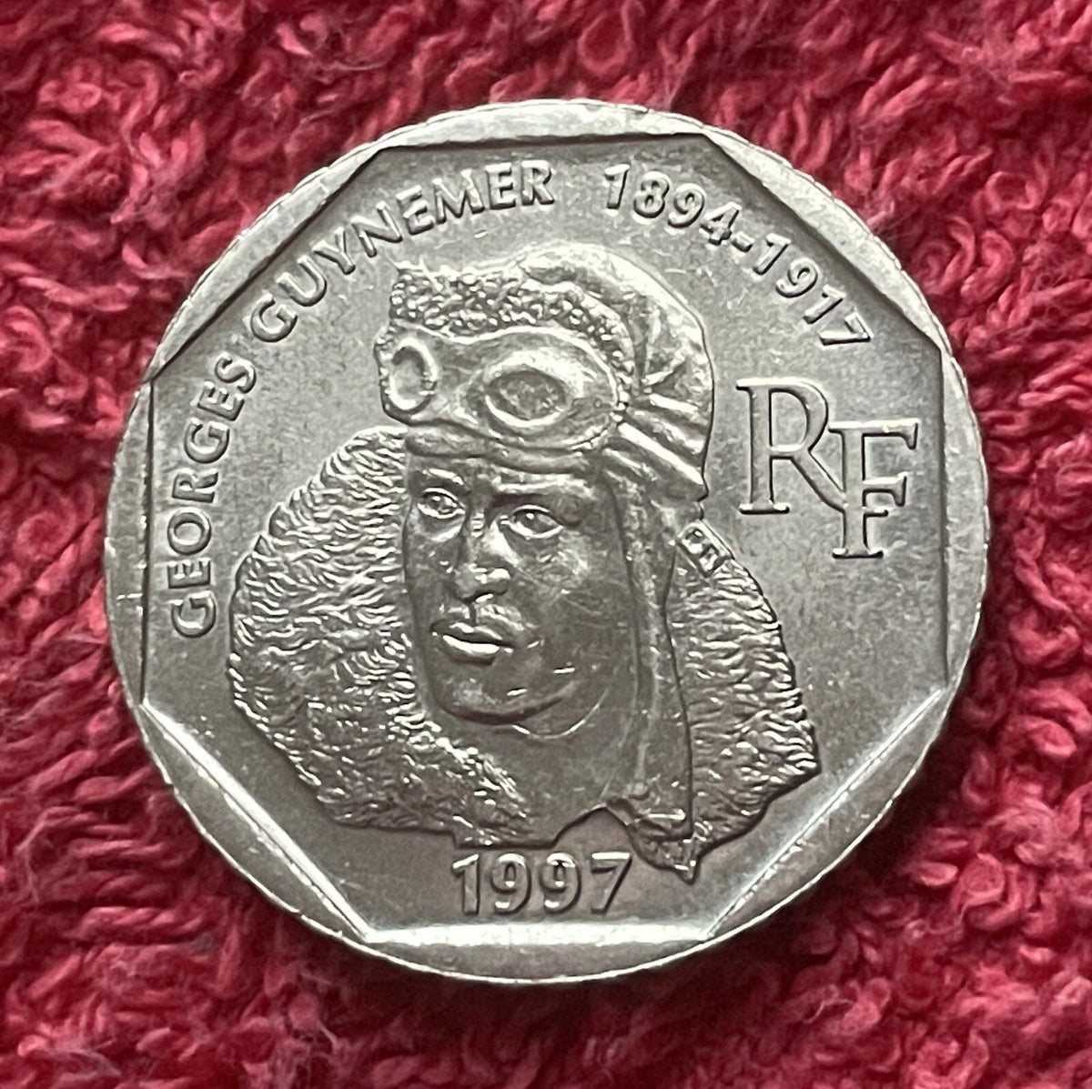 2 Francs 1997 | Frankreich | Georges Guynemer | 80. Todestag | Nickel Münze | schön