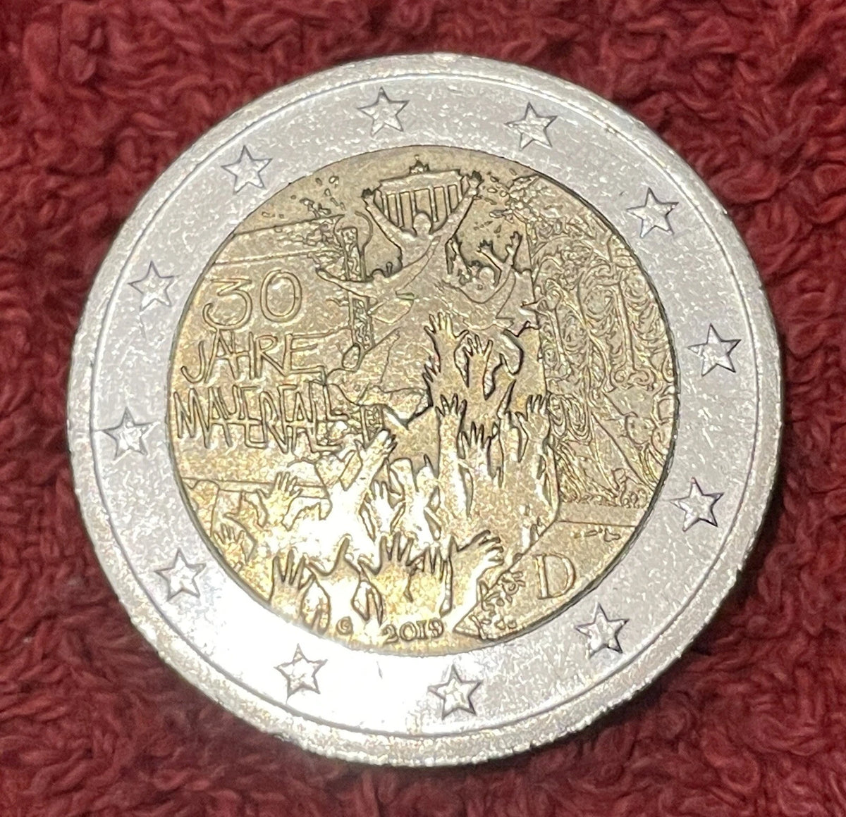 2 Euro 2019 G | Deutschland | 30 Jahre Mauerfall | Bi-Metall Gedenkmünze | sehr schön