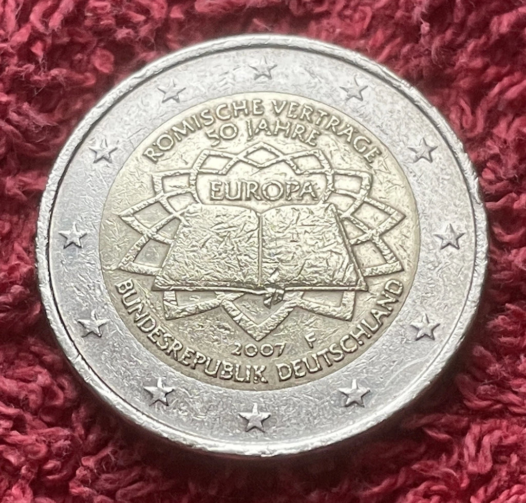 2 Euro 2007 F | Deutschland | 50 Jahre Römische Verträge | Bi-Metall Gedenkmünze | schön