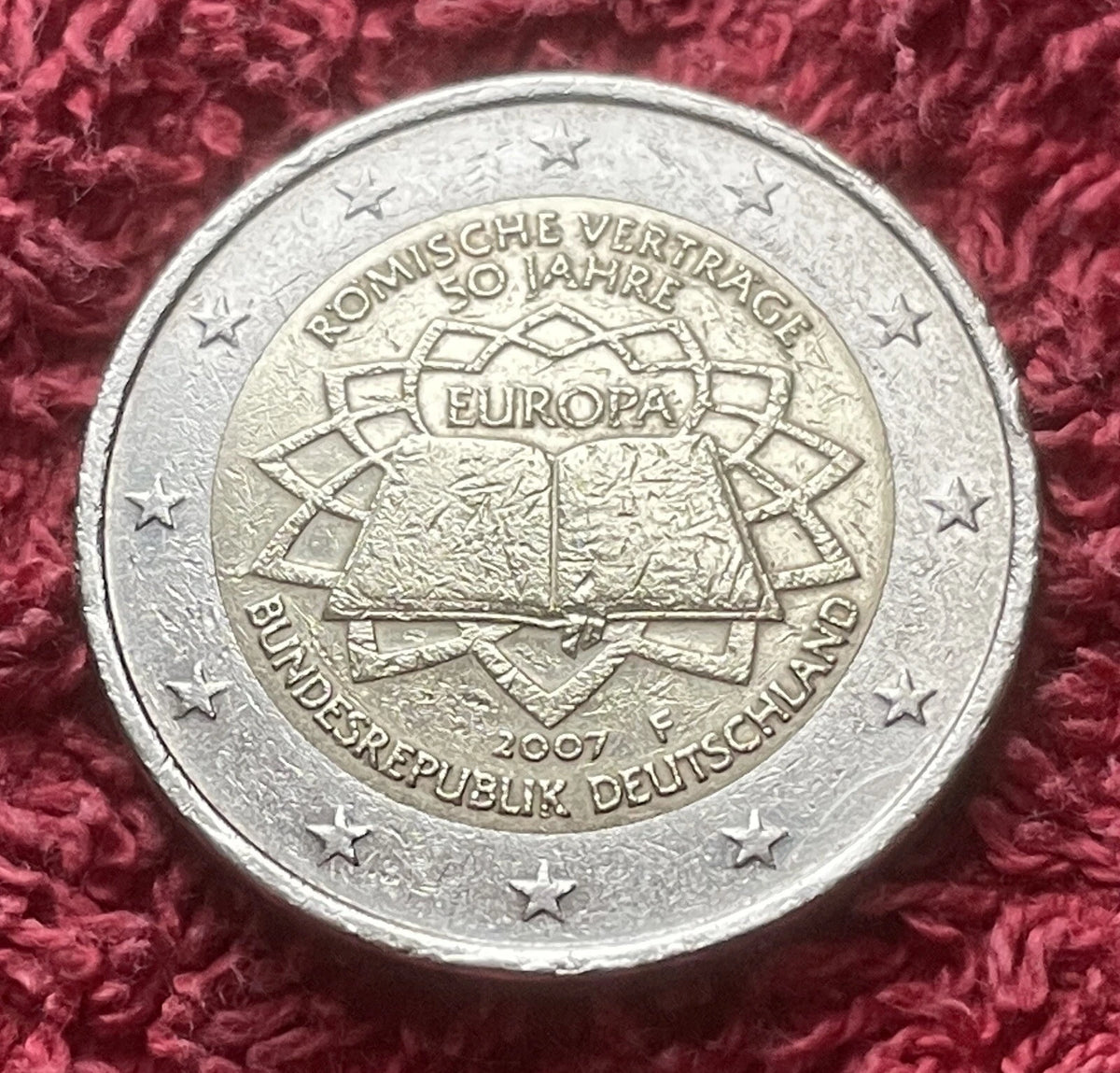 2 Euro 2007 F | Deutschland | 50 Jahre Römische Verträge | Bi-Metall Gedenkmünze | schön