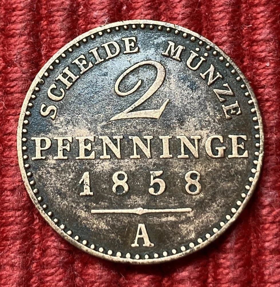 2 Pfenninge 1858 A | Preußen | Kupfer | Historische Scheidemünze