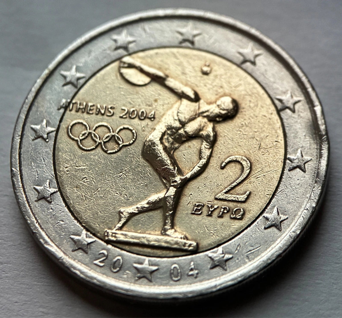 2 Euro 2004 | Griechenland | Olympische Sommerspiele Athen | Bi-Metall Gedenkmünze | schön